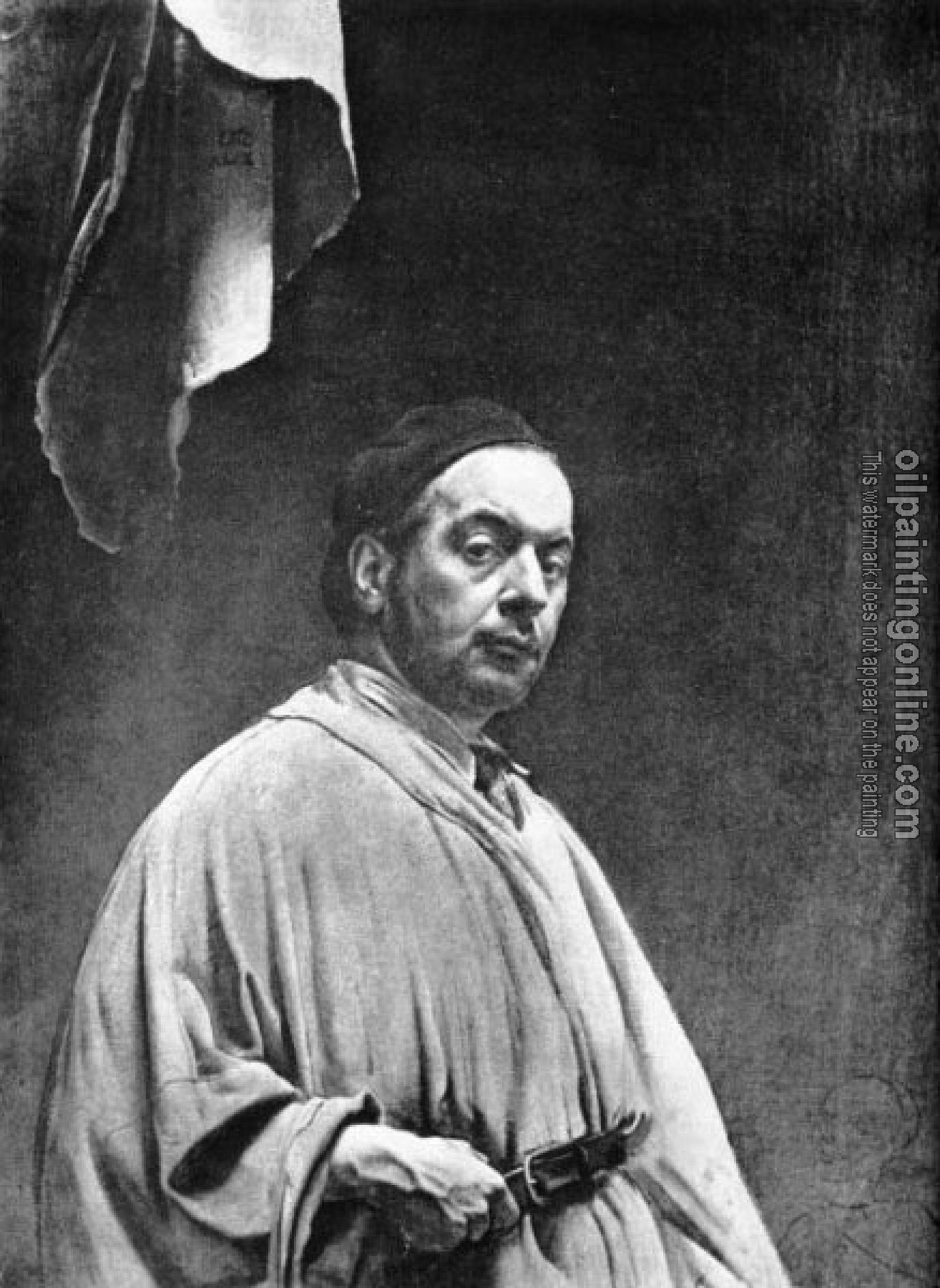 Pietro Annigoni - Autoritratto con tenda sopra la testa